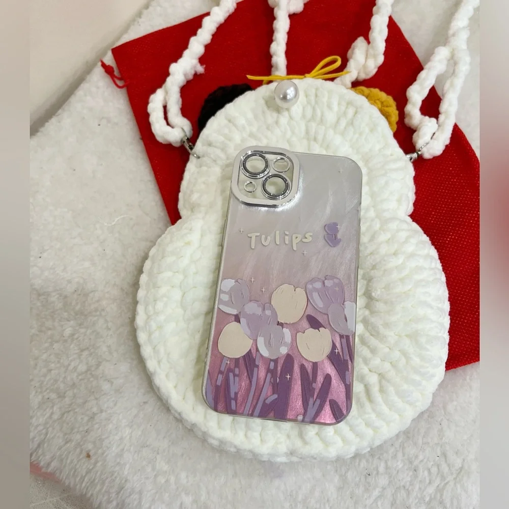 Handmade crochet Cute Cat Bag Cellphone Purse, Crossbody mini Bag - Picture 7 of 13